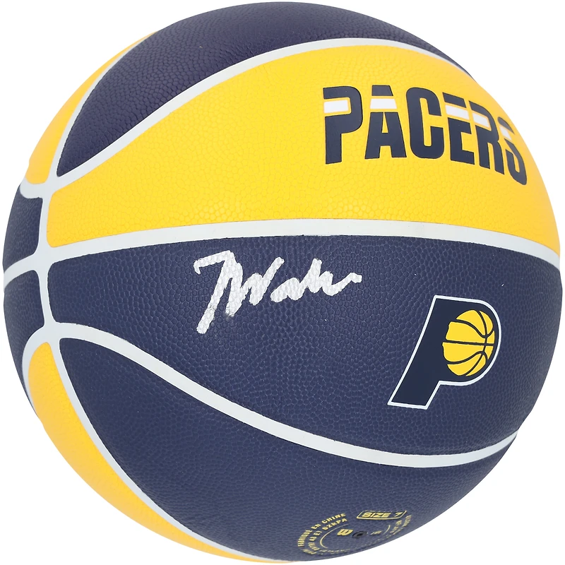 Jarace Walker Indiana Pacers Autographed Navy Blue and Yellow Wilson City Edition Collectors Basketball