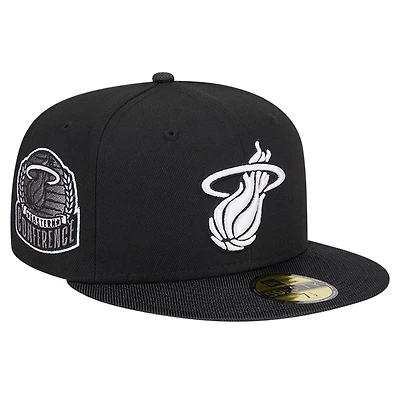Men's New Era Black Miami Heat Active Ballistic Nylon Visor 59FIFTY Fitted Hat
