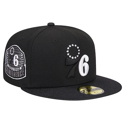 Men's New Era Black Philadelphia 76ers Active Ballistic Nylon Visor 59FIFTY Fitted Hat