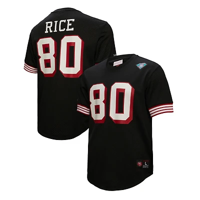 Men's Mitchell & Ness Jerry Rice Black San Francisco 49ers Retired Player Name & Number Mesh Top