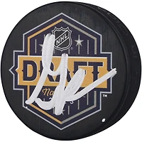 Gabe Perreault New York Rangers Autographed 2023 Draft Logo Hockey Puck
