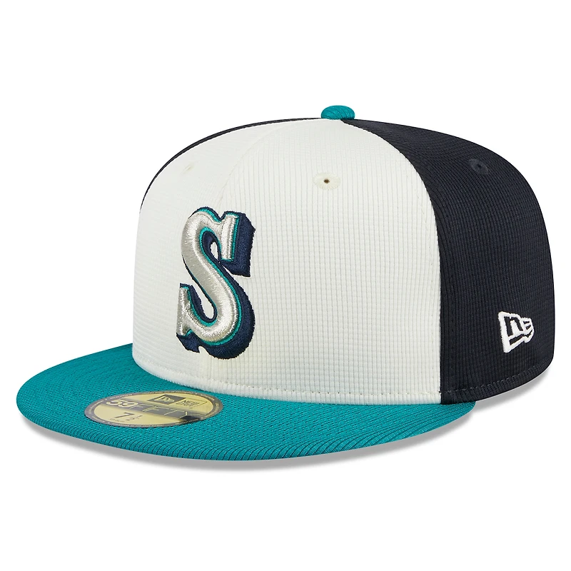 Men's New Era  Cream Seattle Mariners 2025 Batting Practice 59FIFTY Fitted Hat