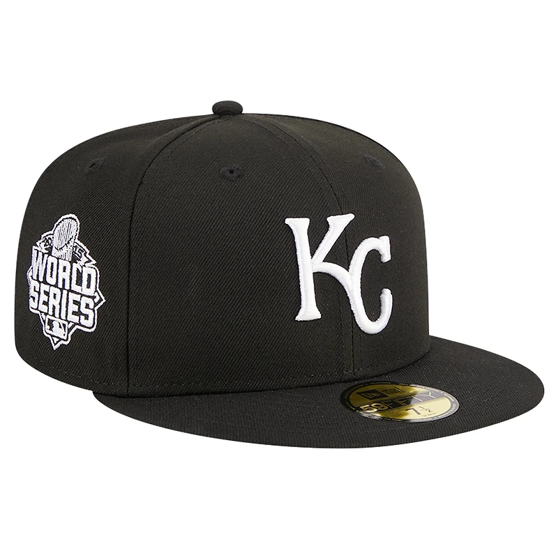 Men's New Era Black Kansas City Royals Logo 59FIFTY Fitted Hat