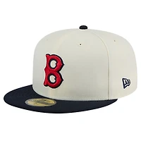 Men's New Era Cream Boston Red Sox Cooperstown Collection Chrome 59FIFTY Fitted Hat