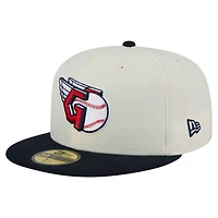 Men's New Era Cream Cleveland Guardians Chrome 59FIFTY Fitted Hat