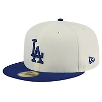 Men's New Era Cream Los Angeles Dodgers Chrome 59FIFTY Fitted Hat