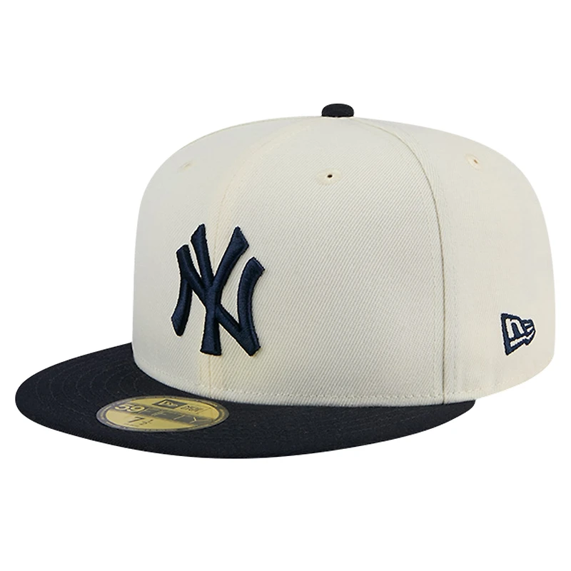 Men's New Era Cream New York Yankees Chrome 59FIFTY Fitted Hat