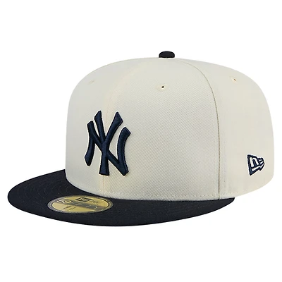 Men's New Era Cream New York Yankees Chrome 59FIFTY Fitted Hat