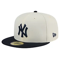 Men's New Era Cream New York Yankees Chrome 59FIFTY Fitted Hat