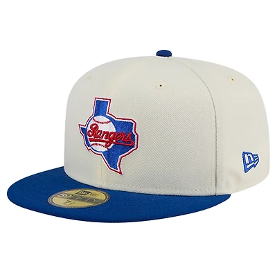 Men's New Era Cream Texas Rangers Cooperstown Collection Chrome 59FIFTY Fitted Hat