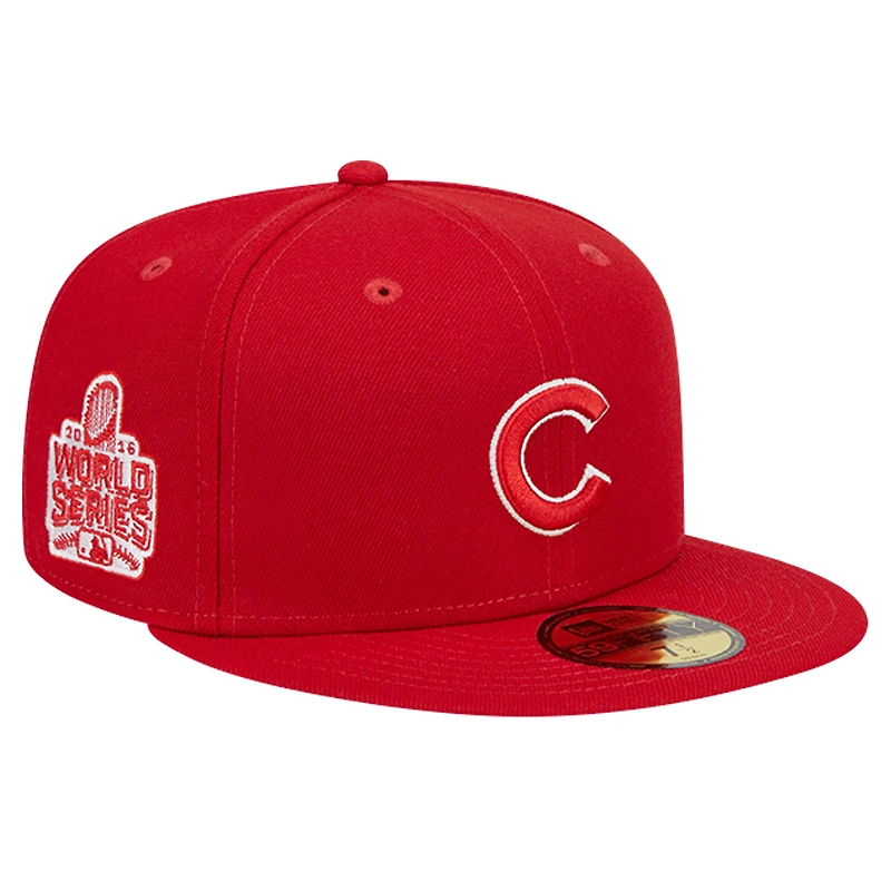 Men's New Era Red Chicago Cubs Logo 59FIFTY Fitted Hat
