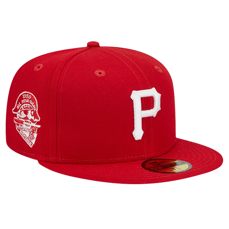 Men's New Era Red Pittsburgh Pirates Logo 59FIFTY Fitted Hat