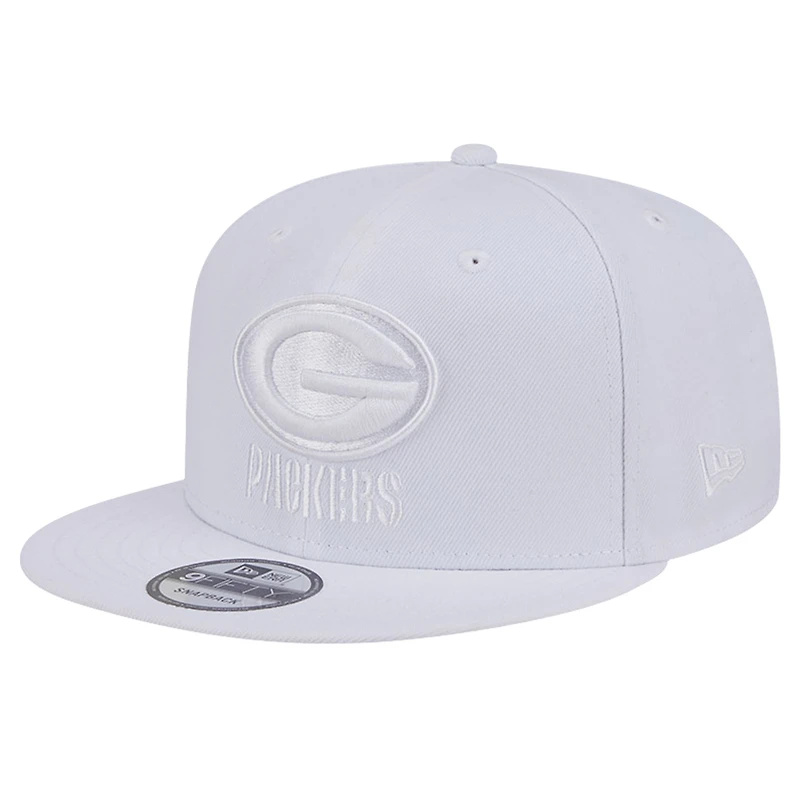 Men's New Era Green Bay Packers Main White on White 9FIFTY Snapback Hat