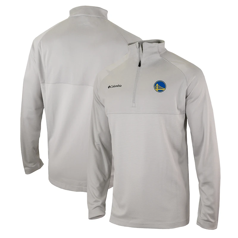 Men's Columbia Heather Gray Golden State Warriors Omni-Wick Rockin' It Quarter-Zip Pullover Top