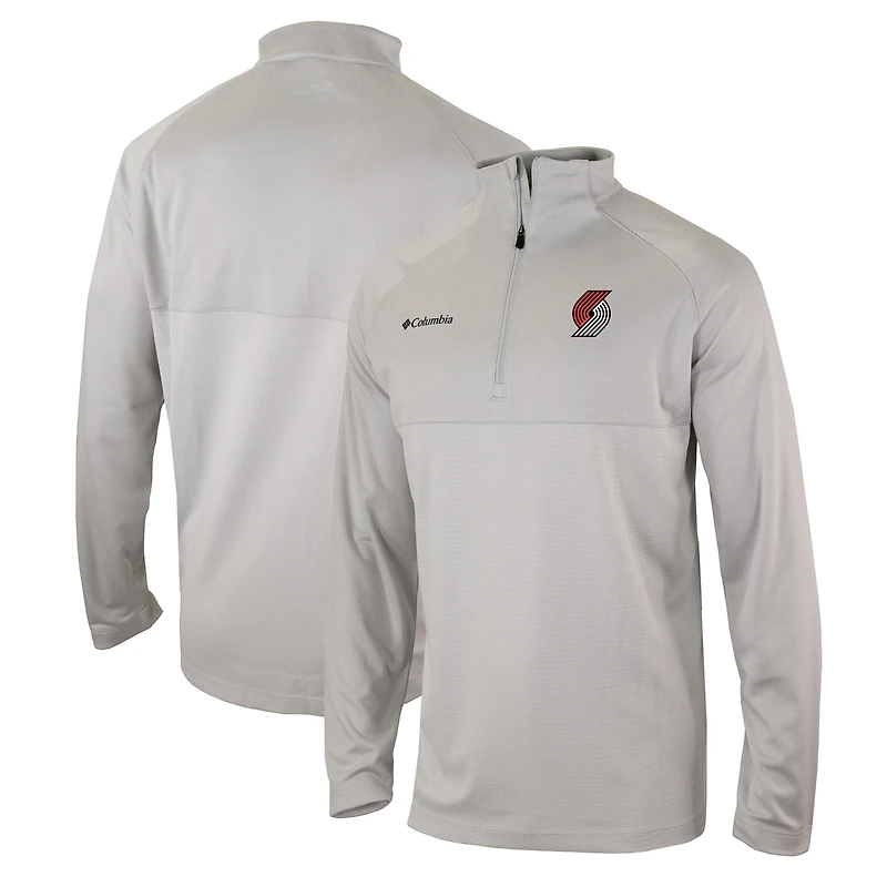 Men's Columbia  Heather Gray Portland Trail Blazers Omni-Wick Rockin' It Quarter-Zip Pullover Top