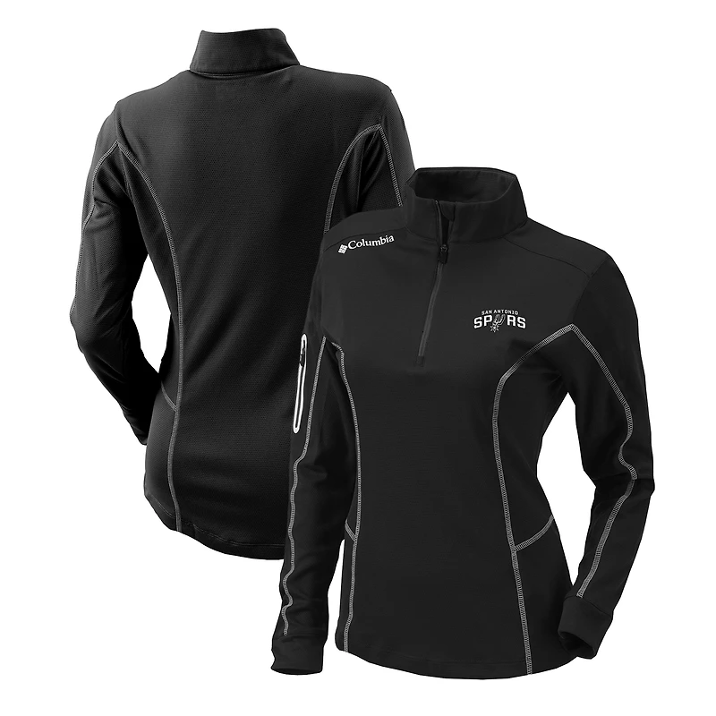 Women's Columbia Black San Antonio Spurs Omni-Wick Shotgun Quarter-Zip Pullover Top