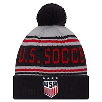 Men's New Era Navy USWNT Cuffed Knit Hat with Pom