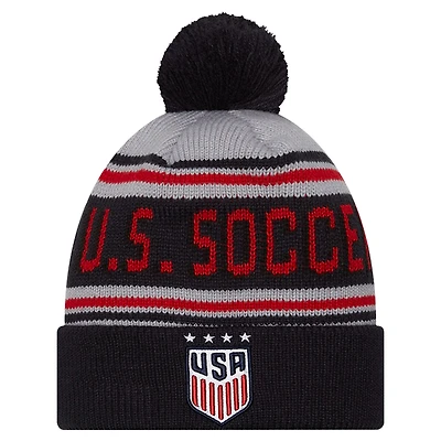 Men's New Era Navy USWNT Cuffed Knit Hat with Pom