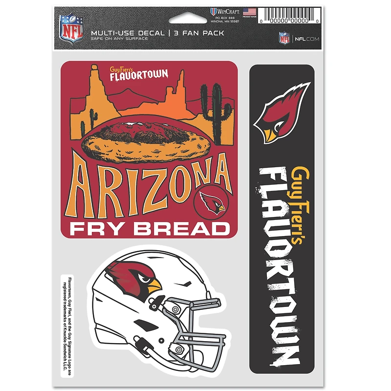WinCraft Arizona Cardinals NFL x Guy Fieri’s Flavortown 5.5'' x 7.75'' Three-Pack Fan Decal Set