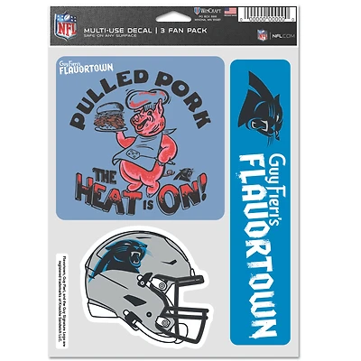 WinCraft Carolina Panthers NFL x Guy Fieri’s Flavortown 5.5'' x 7.75'' Three-Pack Fan Decal Set
