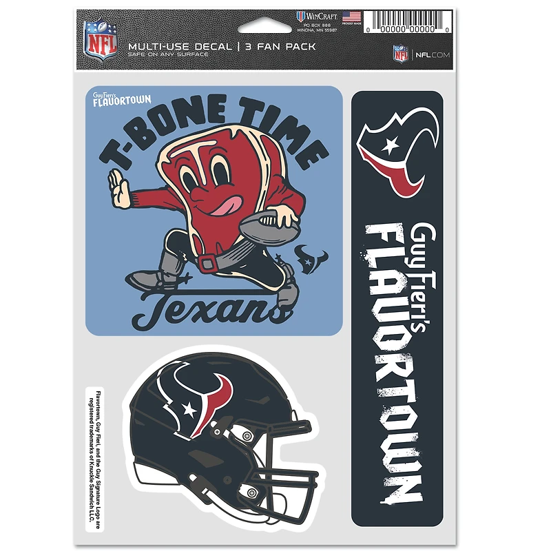 WinCraft Houston Texans NFL x Guy Fieri’s Flavortown 5.5'' x 7.75'' Three-Pack Fan Decal Set