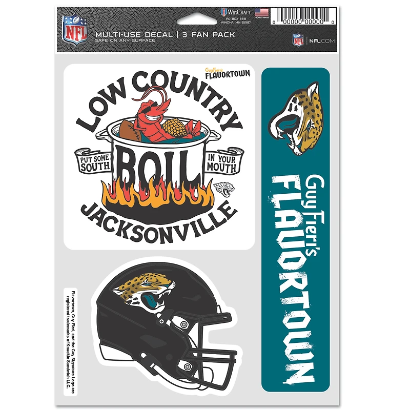 WinCraft Jacksonville Jaguars NFL x Guy Fieri’s Flavortown 5.5'' x 7.75'' Three-Pack Fan Decal Set