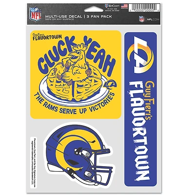 WinCraft Los Angeles Rams NFL x Guy Fieri’s Flavortown 5.5'' x 7.75'' Three-Pack Fan Decal Set