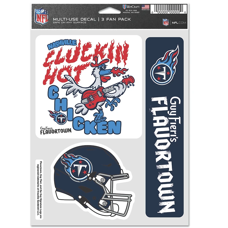 WinCraft Tennessee Titans NFL x Guy Fieri’s Flavortown 5.5'' x 7.75'' Three-Pack Fan Decal Set