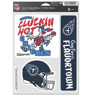 WinCraft Tennessee Titans NFL x Guy Fieri’s Flavortown 5.5'' x 7.75'' Three-Pack Fan Decal Set