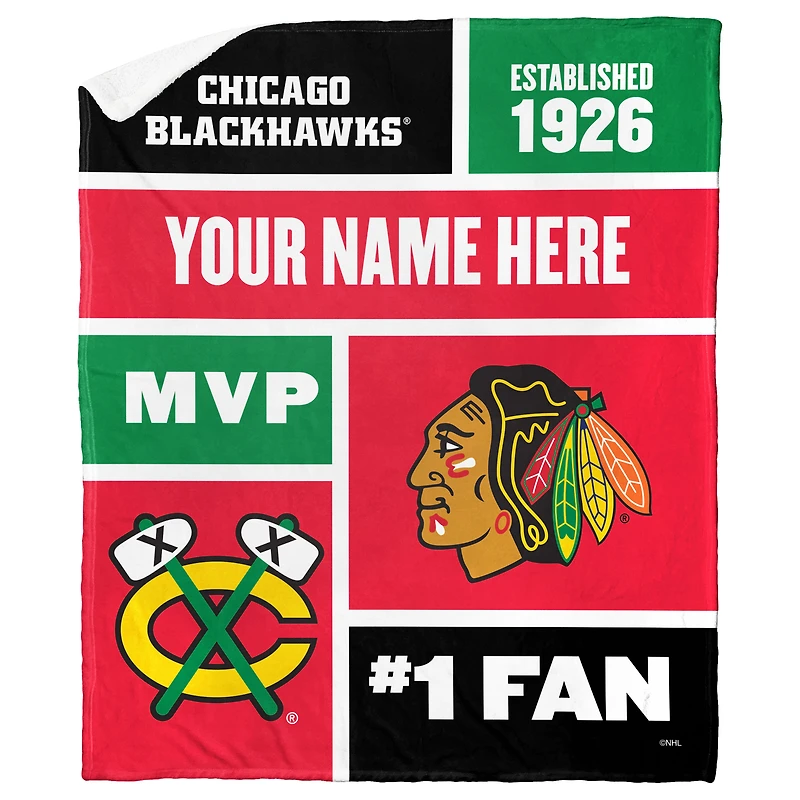 The Northwest Group Chicago Blackhawks 50'' x 60'' Personalized Silk Touch Sherpa Throw Blanket