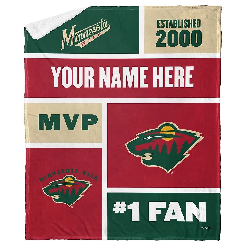 The Northwest Group Minnesota Wild 50'' x 60'' Personalized Silk Touch Sherpa Throw Blanket