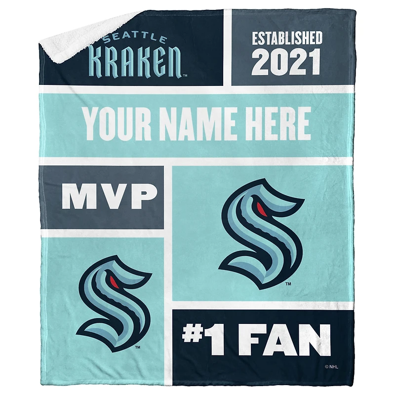 The Northwest Group Seattle Kraken 50'' x 60'' Personalized Silk Touch Sherpa Throw Blanket