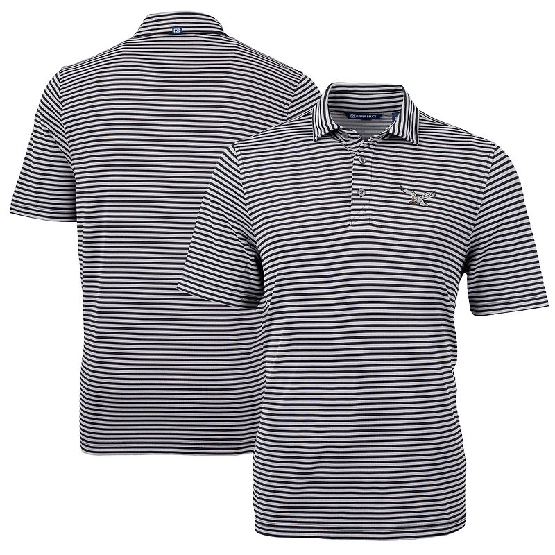 Men's Cutter & Buck Black Philadelphia Eagles Virtue Eco Pique Micro Stripe Recycled Polo