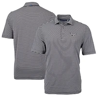 Men's Cutter & Buck Black Philadelphia Eagles Virtue Eco Pique Micro Stripe Recycled Polo