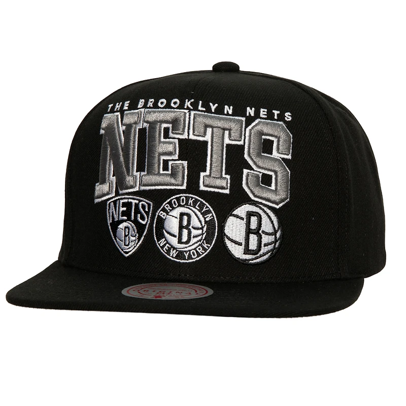 Men's Mitchell & Ness Black Brooklyn Nets Champ Stack Snapback Hat