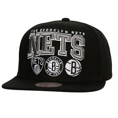 Men's Mitchell & Ness Black Brooklyn Nets Champ Stack Snapback Hat