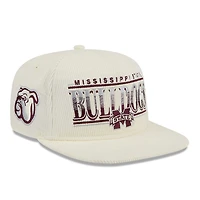 Men's New Era White Mississippi State Bulldogs Throwback Golfer Corduroy Snapback Hat