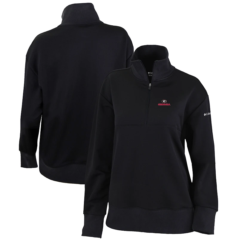 Women's Columbia Black Georgia Bulldogs Omni-Wick Birchwood Hills Quarter-Zip Pullover Top