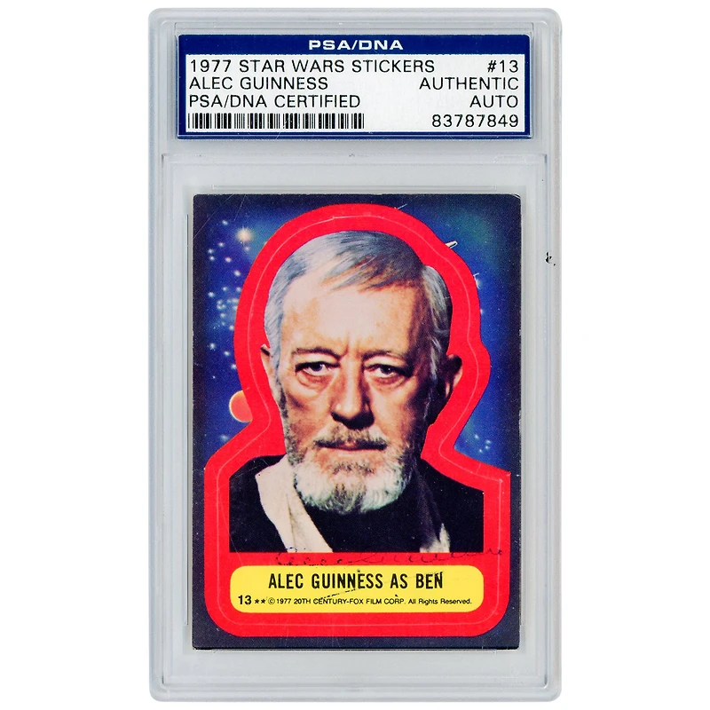 Alec Guinness Star Wars Autographed 1977 Topps Stickers #13 PSA Authenticated Card