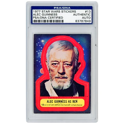 Alec Guinness Star Wars Autographed 1977 Topps Stickers #13 PSA Authenticated Card