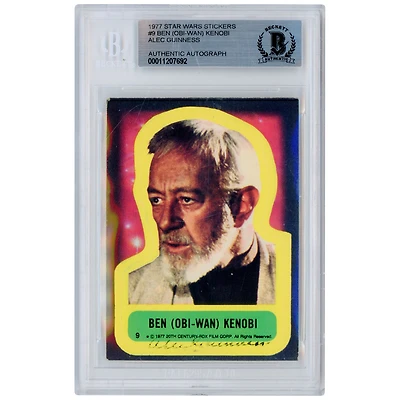 Alec Guinness Star Wars Autographed 1977 Topps Stickers #9 Beckett Authenticated Card