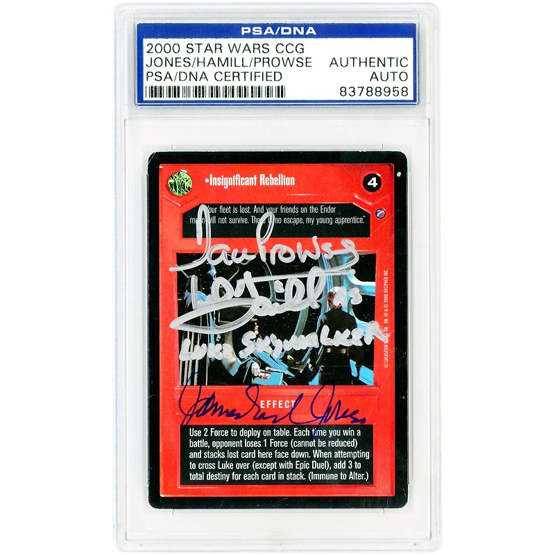 Mark Hamill, James Earl Jones and David Prowse Star Wars Autographed 2000 Decipher PSA Authenticated Card with "Luke Skywalker" Inscription