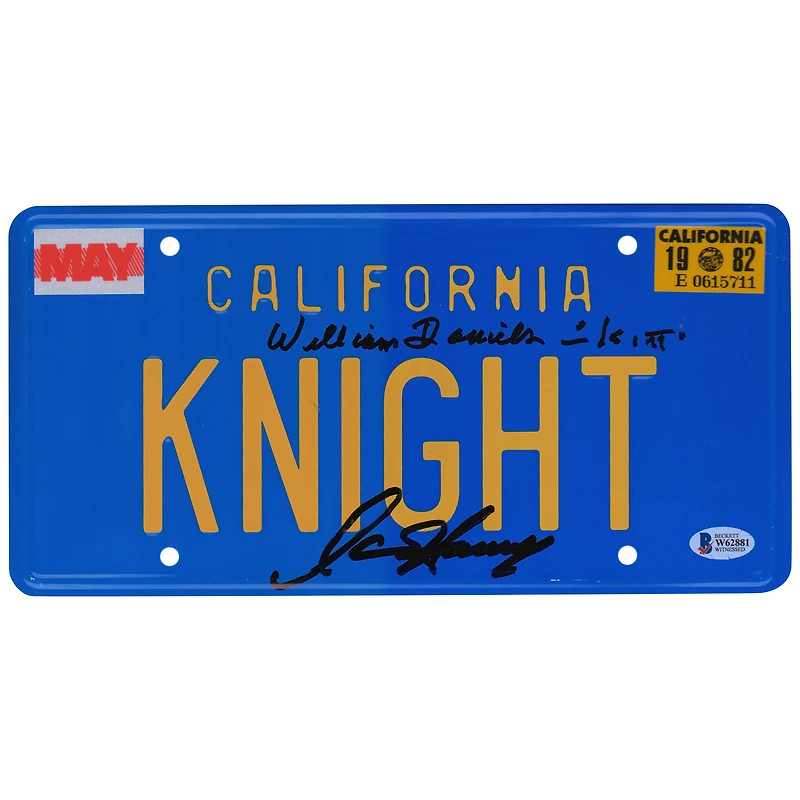 David Hasselhoff and William Daniels Knight Rider Autographed KNIGHT License Plate with "Kitt" Inscription - Beckett