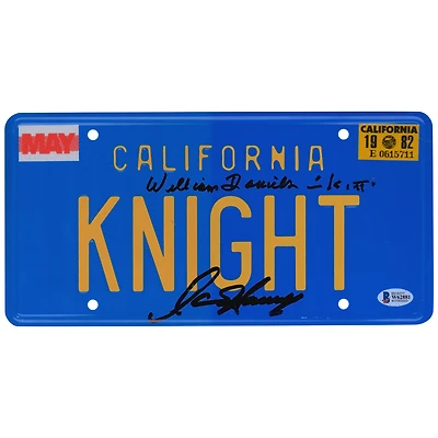 David Hasselhoff and William Daniels Knight Rider Autographed KNIGHT License Plate with "Kitt" Inscription - Beckett