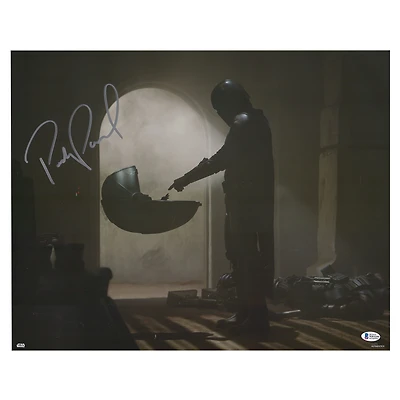 Pedro Pascal Star Wars The Mandalorian Autographed 16" x 20" Pointing at Grogu Photograph