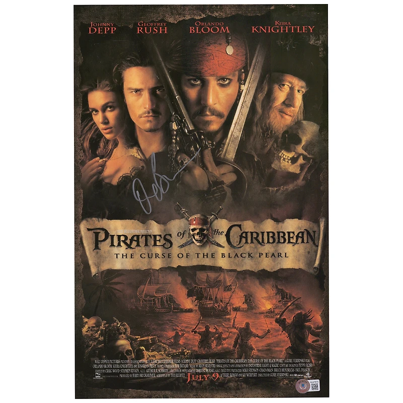 Orlando Bloom Pirates of the Caribbean Autographed 12" x 18" Curse of the Black Pearl Movie Poster