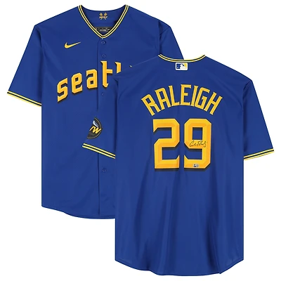 Cal Raleigh Seattle Mariners Autographed Nike City Connect Replica Jersey