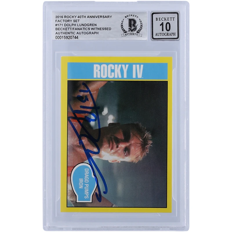 Dolph Lundgren Rocky IV Autographed 2016 Topps 40th Anniversary Rocky #171 Beckett Fanatics Witnessed Authenticated 10 Card