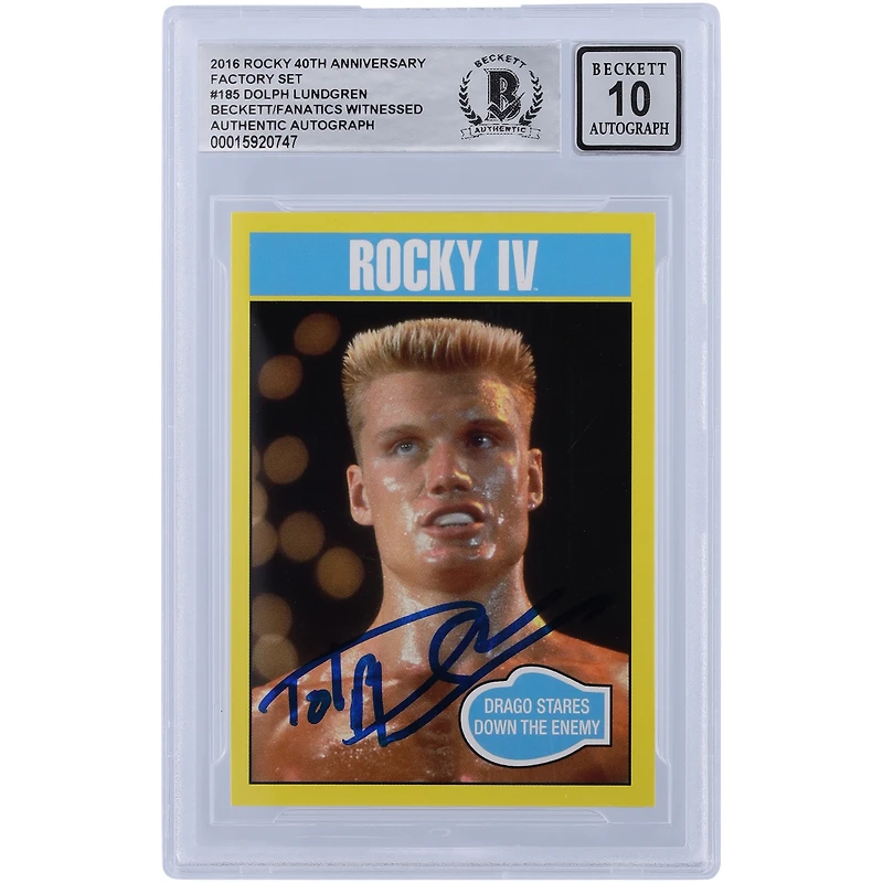 Dolph Lundgren Rocky IV Autographed 2016 Topps 40th Anniversary Rocky #185 Beckett Fanatics Witnessed Authenticated 10 Card