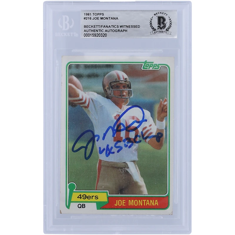 Joe Montana San Francisco 49ers Autographed Topps Series 1 #216 Beckett Fanatics Witnessed Authenticated Rookie Card with "4X SB Champ" Inscription